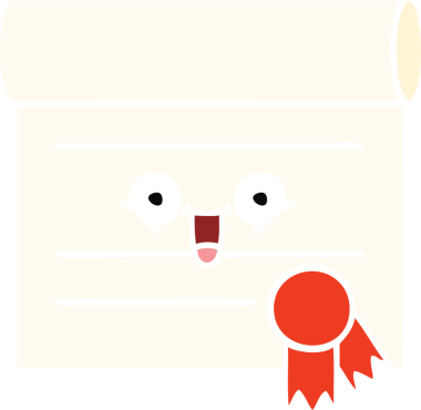 Bir insan tarafından çizilmiş bir sertifikanın düz renk retro karikatürü