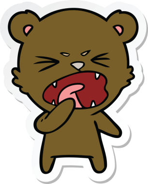 Bir insan tarafından çizilmiş kızgın bir çizgi film ayısının çıkartması.