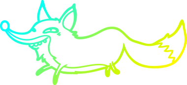 Bir insan tarafından çizilmiş kurnaz bir tilkinin soğuk çizgi çizimi.