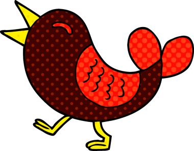 Bir insan tarafından çizilmiş kırmızı kuş.