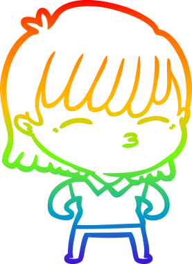 gökkuşağı gradyan çizimi bir insan tarafından çizilmiş bir karikatür kadın