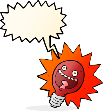 bir insan tarafından çizilmiş konuşma baloncuklu kırmızı ampul.