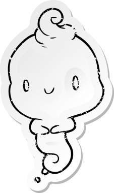 Bir insan tarafından çizilmiş karikatür bir hayaletin sıkıntılı çıkartması.