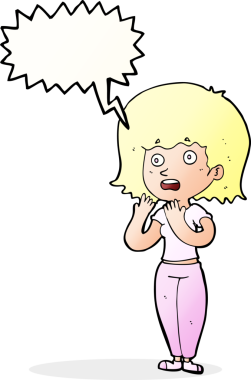 Bir insan tarafından çizilmiş konuşma balonuyla şok olmuş bir karikatür.