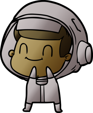 Bir insan tarafından çizilmiş mutlu astronot çizgi filmi.