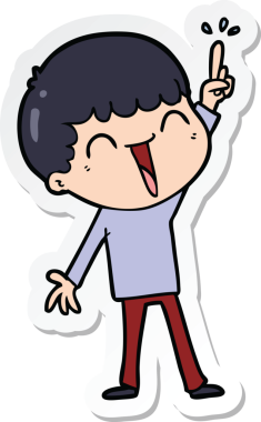 Bir insan tarafından çizilmiş mutlu bir adamın çıkartması.