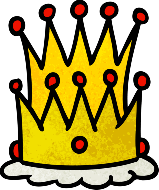 Bir insan tarafından çizilmiş iki taç desenli karikatür.