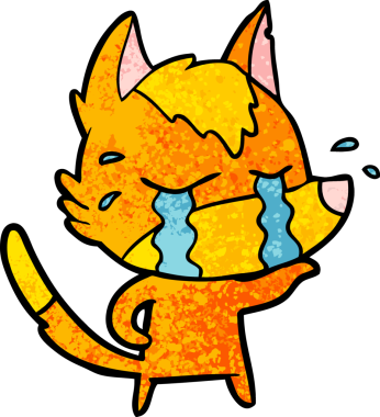 Bir insan tarafından çizilmiş üzgün küçük tilki çizgi film karakteri.