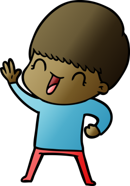 Bir insan tarafından çizilmiş mutlu çizgi film çocuğu.