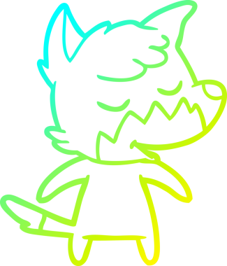 Bir insan tarafından çizilmiş dost canlısı bir tilkinin soğuk çizgi çizimi.