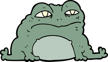 Bir insan tarafından çizilmiş çizgi film karakurbağası.