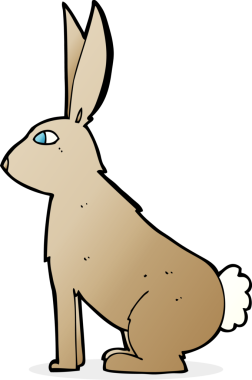 Bir insan tarafından çizilmiş çizgi film tavşanı