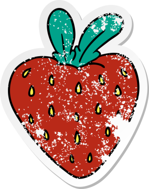 Bir insan tarafından çizilmiş taze bir çileğin el yazısı karikatürü.