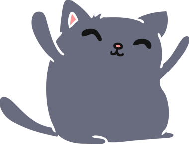 Bir insan tarafından çizilmiş sevimli kawai kedisinin çizgi film çizimi