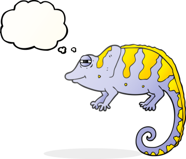 Bir insan tarafından çizilmiş serbest çizim balon karikatür bukalemunu.