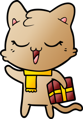 Bir insan tarafından çizilmiş çizgi film kedisi.