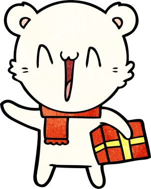 Bir insan tarafından çizilmiş mutlu kutup ayısı karikatürü