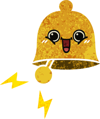 Bir insan tarafından çizilmiş bir çanın retro çizim tarzı karikatürü.