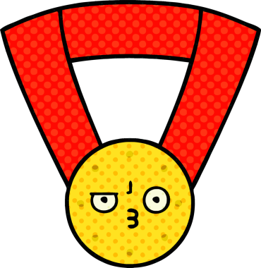 Bir insan tarafından çizilmiş altın madalyanın karikatürü.