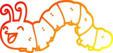 Bir insan tarafından çizilmiş gülen tırtılın sıcak çizgi çizimi.