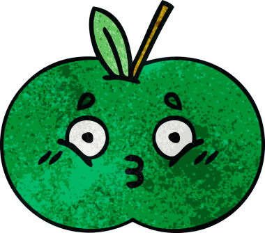 Bir insan tarafından çizilmiş sulu bir elmanın retro grunge deseni.