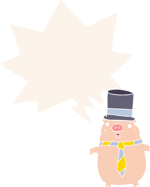 Bir insan tarafından çizilmiş konuşma baloncuklu çizgi film iş domuzu.