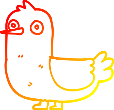 Bir insan tarafından çizilen kırmızı kuşun sıcak eğimli çizgi çizimi