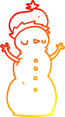 Bir insan tarafından çizilmiş bir kardan adamın sıcak çizgi çizimi