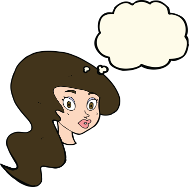 Bir insan tarafından çizilmiş düşünce kabarcığı olan güzel bir kadın yüzü.