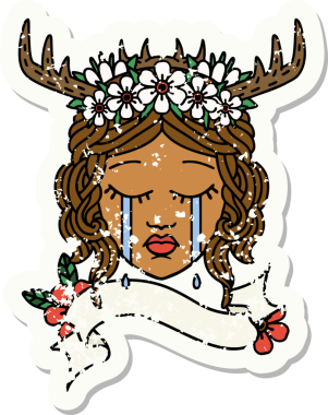 Bir insan tarafından çizilmiş Retro Dövme Tarzı İnsan Druidi