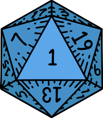 Retro Dövme Biçimi Doğal 1D20 zar bir insan tarafından çizildi