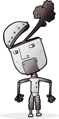 Bir insan tarafından çizilmiş komik robot.