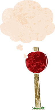 Bir insan tarafından çizilmiş grunge sıkıntılı retro desenli düşünce baloncuklu çizgi film tabelası direği