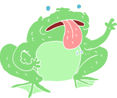 Bir insan tarafından çizilmiş kurbağanın düz renk çizimi