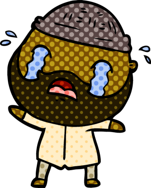 Çizgi film sakallı adam bir insan tarafından çizilmiş ağlıyor.