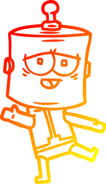 Bir insan tarafından çizilen çizgi film robotunun sıcak çizgi çizimi