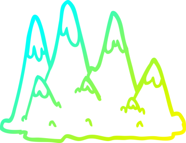Bir insan tarafından çizilen çizgi film dağlarının soğuk gradyan çizgileri.