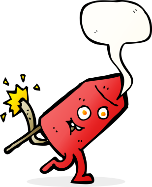 bir insan tarafından çizilmiş komik bir havai fişek karakteri.