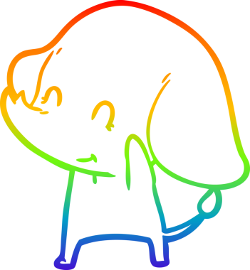 Gökkuşağı gradyan çizgisi bir insan tarafından çizilmiş şirin bir fil çizimi