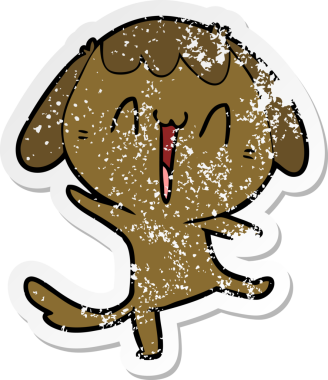 Bir insan tarafından çizilmiş şirin bir köpeğin sıkıntılı çıkartması.