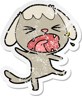 Bir insan tarafından çizilmiş şirin bir köpeğin sıkıntılı çıkartması.