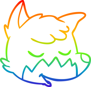 gökkuşağı gradyan çizgi çizimi bir insan tarafından çizilmiş tilki yüzü