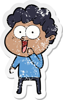 Bir insan tarafından çizilmiş mutlu bir adamın sıkıntılı çıkartması.