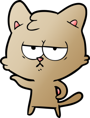 Bir insan tarafından çizilmiş sıkıcı çizgi film kedisi.