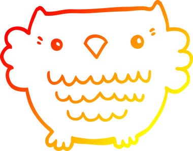 Bir insan tarafından çizilmiş bir baykuşun sıcak çizgi çizimi