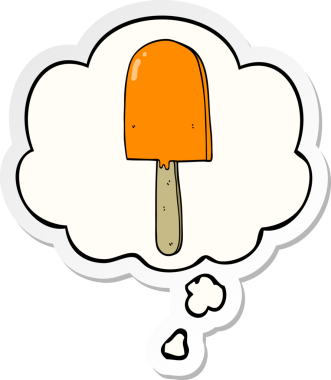 Düşünce baloncuklu çizgi film lolipopu bir insan tarafından çizilmiş bir çıkartma.