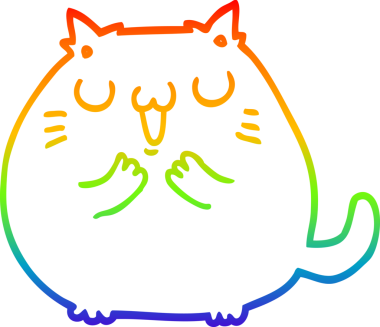 gökkuşağı gradyan çizimi mutlu çizgi film kedisi bir insan tarafından çizildi