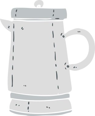 Bir insan tarafından çizilmiş düz renkli eski bir karikatür.