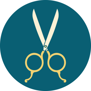 Bir insan tarafından çizilmiş berber makasının ikonik dövme şekli