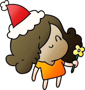 Bir insan tarafından çizilmiş Kawai kızının el çizimi gradyan çizgi filmi.